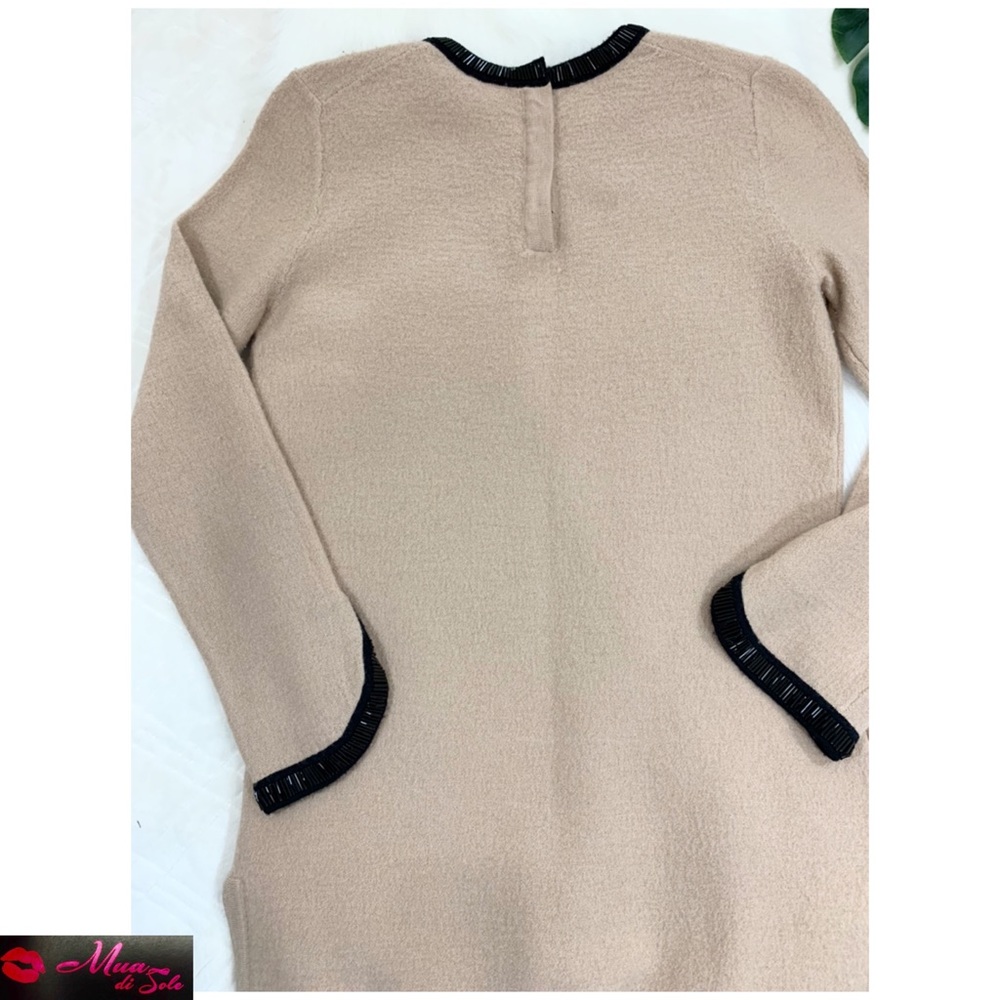 ❌SOLD❌TORY BURCH Beige Dawson Wool Beaded Sweater - Picture 6 of 8